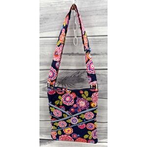 STEPHANIE DAWN NAVY BLUE FLORAL QUILTED CROSSBODY PURSE    12.5" X 10"‎  *1